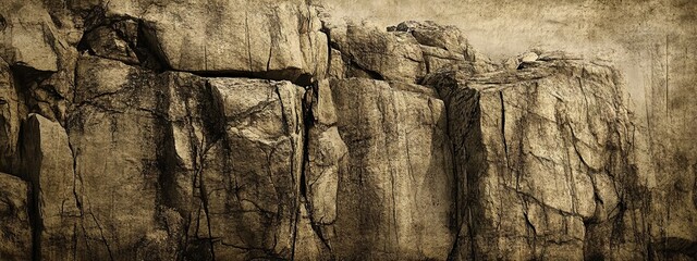 Abstract Rock Formation: Sepia-Toned Cliff Face Texture
