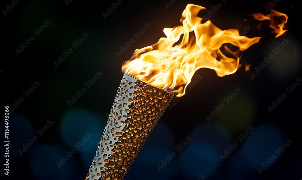 Poster a flaming torch symbolizing hope and unity, often used in ceremonies.