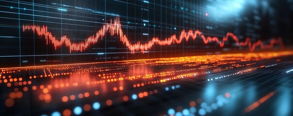 Obraz premium Analyzing financial trends digital workspace data visualization high-tech environment close-up view market insights