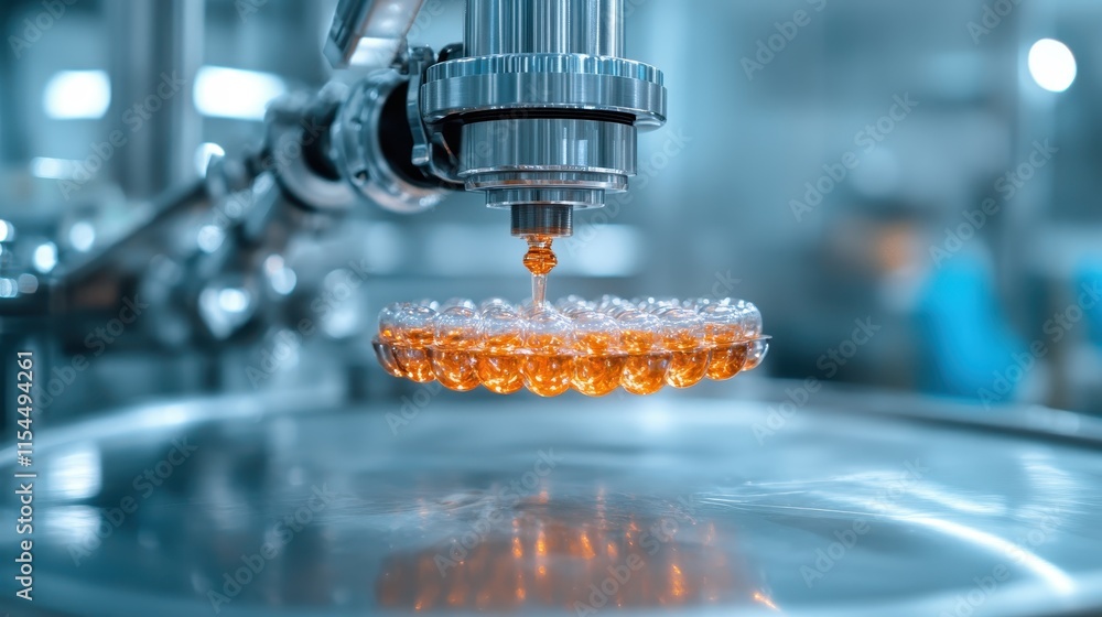 Aufkleber a detailed view of an advanced industrial machine precisely creating intricate bubbles, showcasing i