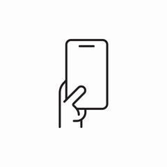 phone hold hand icon sign vector