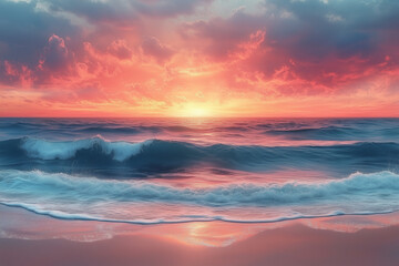 Fototapeta premium Calming Beach Sunset Gradient Warm Soothi