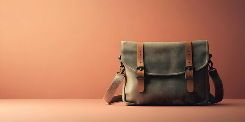 3D Render Grey Canvas Messenger Bag