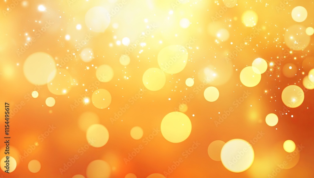 Poster Golden Festive Sparkling Bokeh Background: Abstract Glimmering Texture
