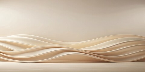 Obraz premium Abstract Creamy Beige Waves A Minimalist Background for Design and Presentation