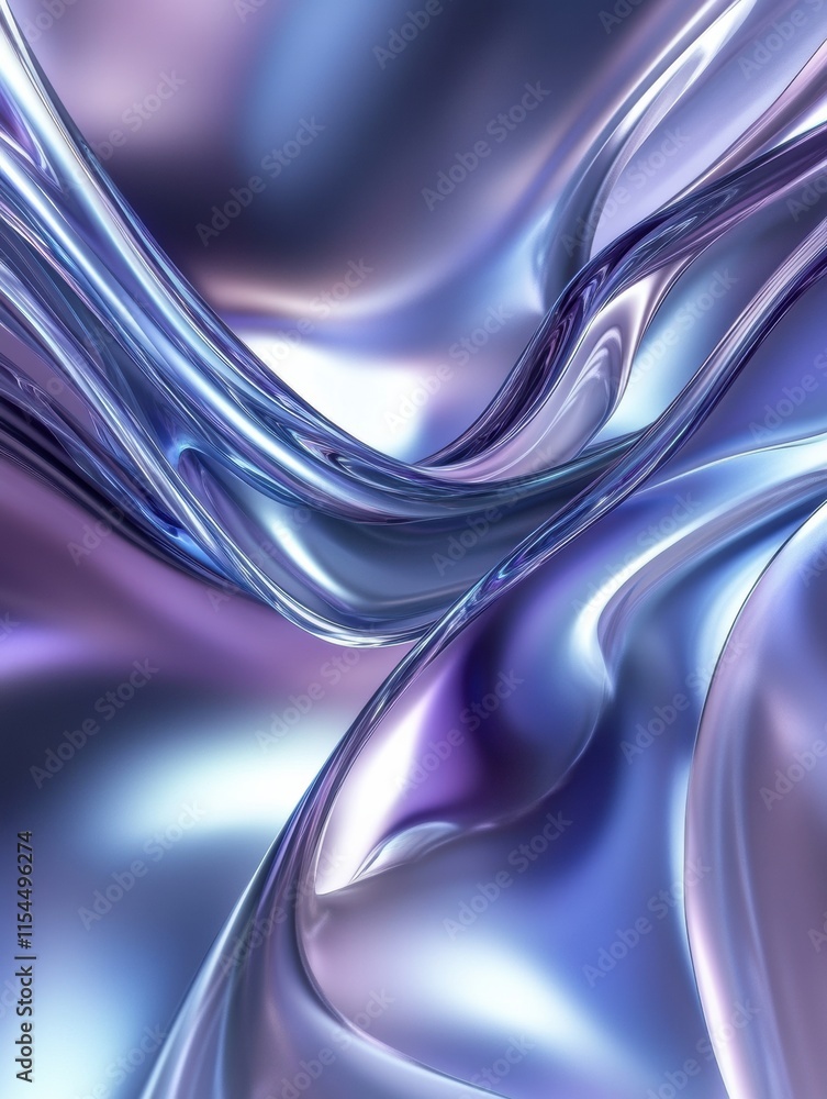 Poster abstract 3d design featuring flowing waves of purple and blue hues creating a dynamic visual experie