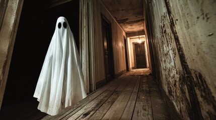 Haunting Scene in a Creepy Mansion Hallway