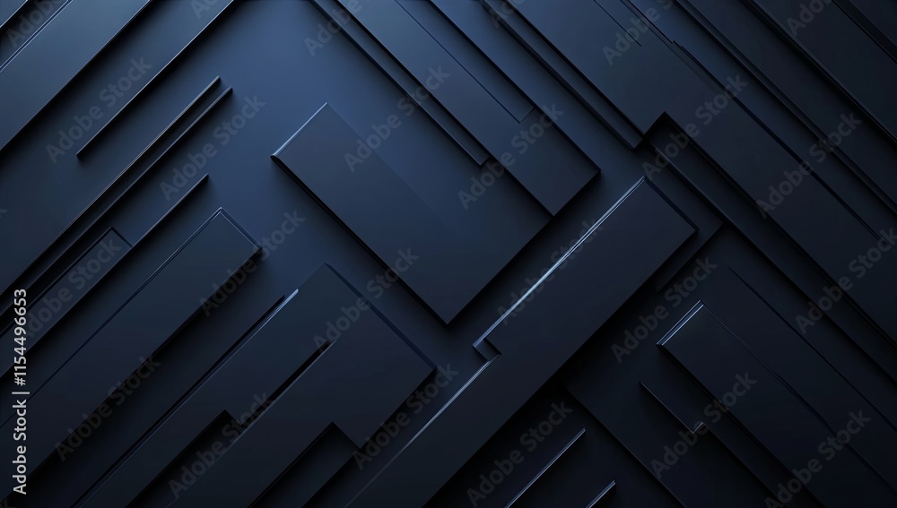 Aufkleber abstract dark blue geometric pattern background: interlocking rectangles and lines