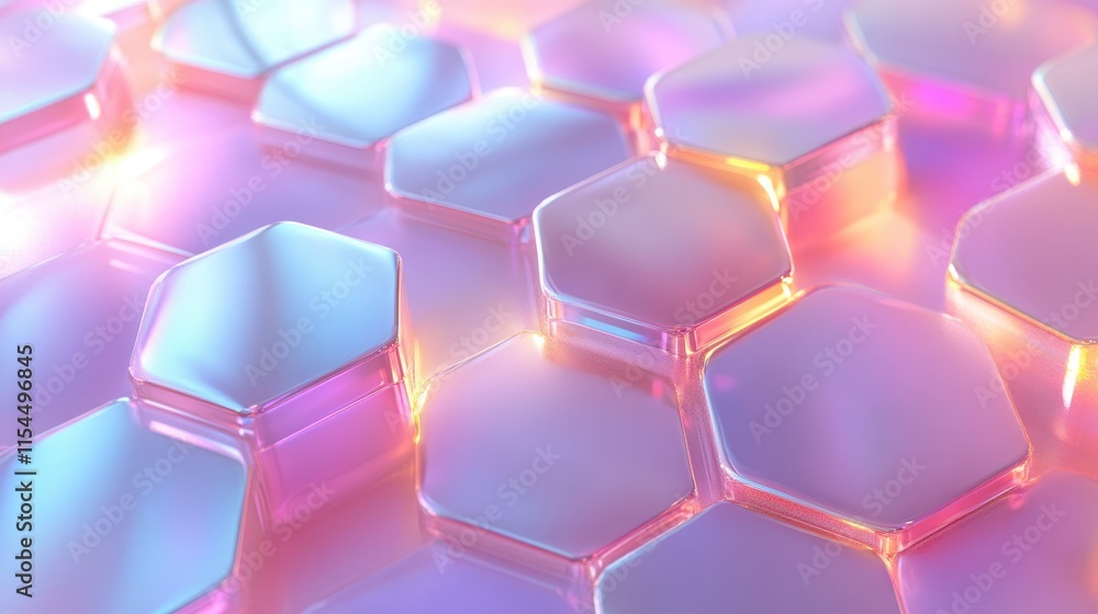 Aufkleber abstract hexagonal pattern with soft lighting and reflections.