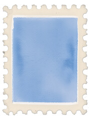 Fototapeta premium Postage stamp vintage beige and blue vertical blank postage stamp with copy space 