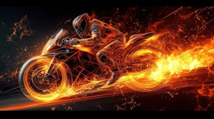 Fiery sport motorcycle abstract background