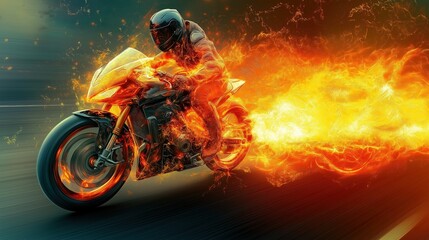 Fiery sport motorcycle abstract background