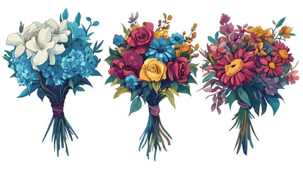 Fototapeta premium Colorful flower bouquets showcasing vibrant arrangements for special occasions displayed beautifully together