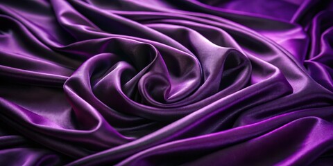 Obraz premium Close Up of a Luxurious Purple Satin Fabric Draped with Graceful Waves and Soft, Flowing Lines