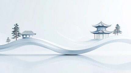 Traditional Chinese style architecture with outdoor scenery background
