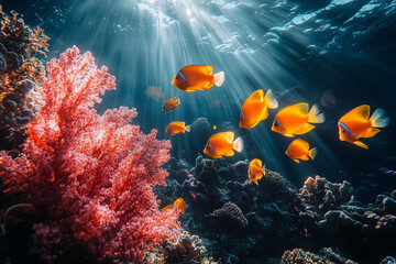 Naklejka premium Serene Underwater Coral Reef Texture Intricate