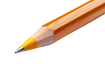 Yellow pencil with eraser isolated on white background