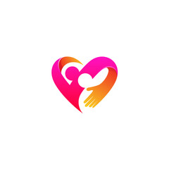 Love care logo and people design community, hearth logos