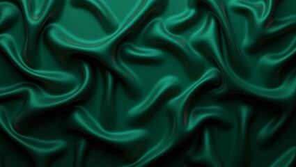 Obraz premium Dark green silk satin background with a subtle sheen, featuring soft, intricate folds and slight creasing for depth and texture