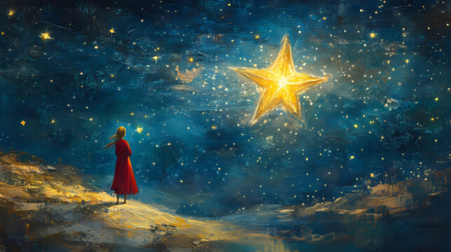 The guiding star. Lodestar. Illustration