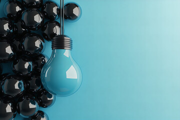 illuminated light bulb showcasing innovation creativity technology with futuristic data overlay for business intelligence and digital transformation concepts