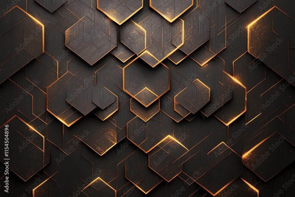 Poster abstract geometric pattern with glowing edges on a dark background.