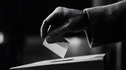Close-Up of a Hand Casting a Vote by Placing a Ballot into a Voting Box