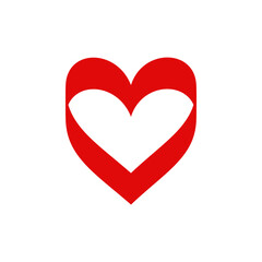Red simple heart in doodle style for Valentine's Day. Love sign