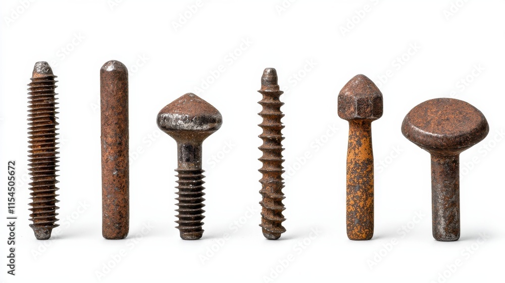Poster assorted metallic fasteners in various shapes and sizes
