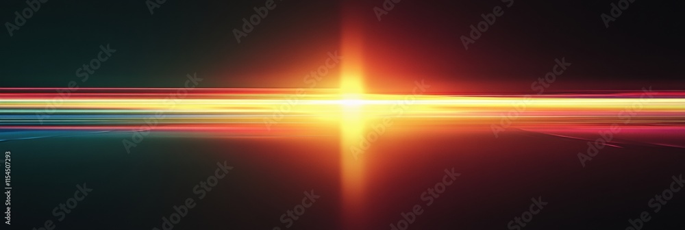 Poster Colorful abstract light streaks create dynamic patterns in a vibrant atmosphere at twilight. Generative AI