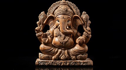 An intricately carved Hindu idol of Ganesh, symbolizing prosperity and remover of obstacles