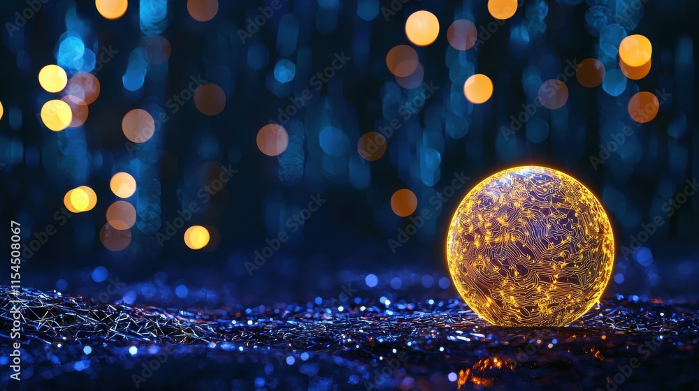 Poster captivating glowing sphere in mesmerizing bokeh backdrop
