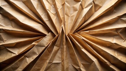 A radial pattern of folded brown paper, with creases creating a delicate texture and a sense of depth, revealing the beauty of simple materials