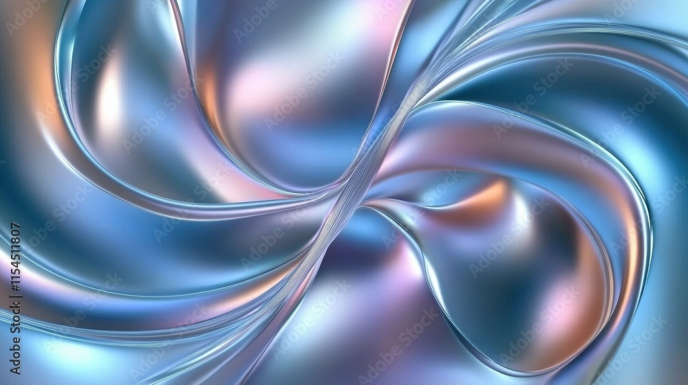 Poster Swirling colors and smooth textures create an abstract 3D design of vibrant metallic hues. Generative AI