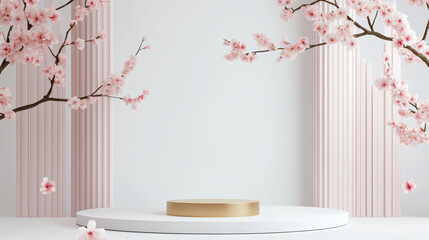 3D rendering of white background indoor space e-commerce product booth,