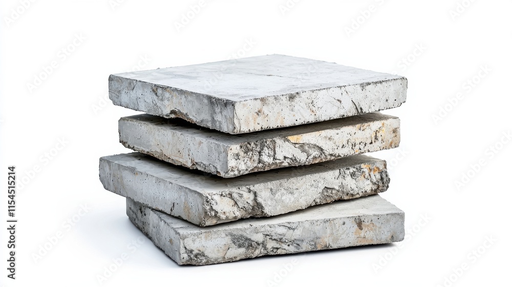 Poster stacked concrete blocks arranged in minimalist geometric pattern