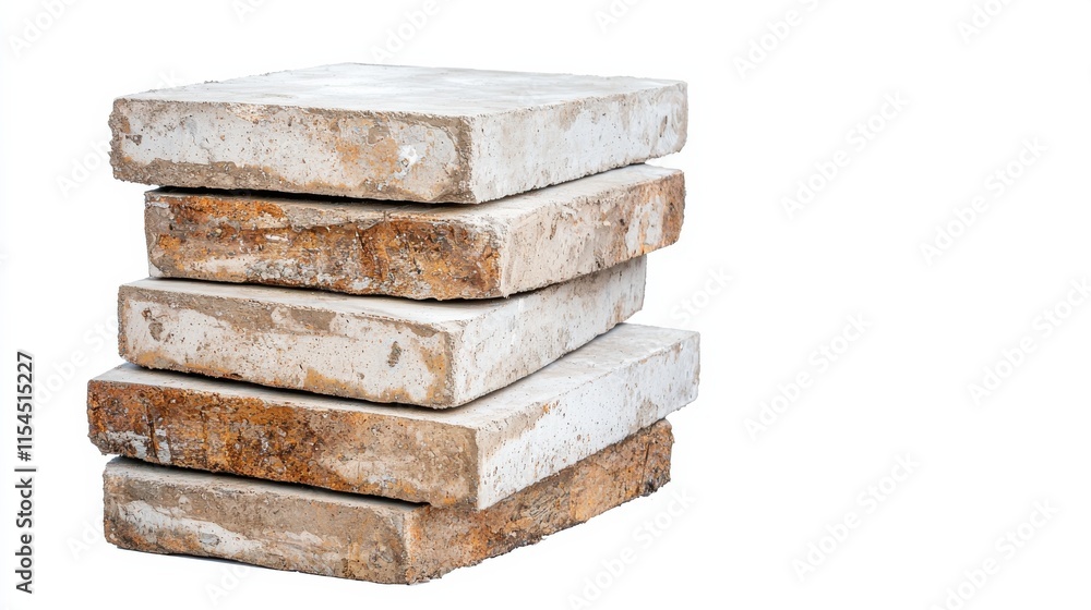 Poster stack of weathered stone and brick blocks arranged in a minimalist architectural formation