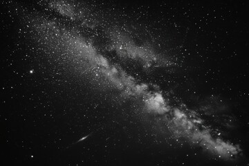 Meteor shower in cosmic trails, night black and shooting star white, celestial glow