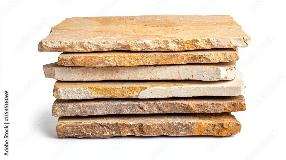 Poster stacked stone slabs with rough textures and natural patterns