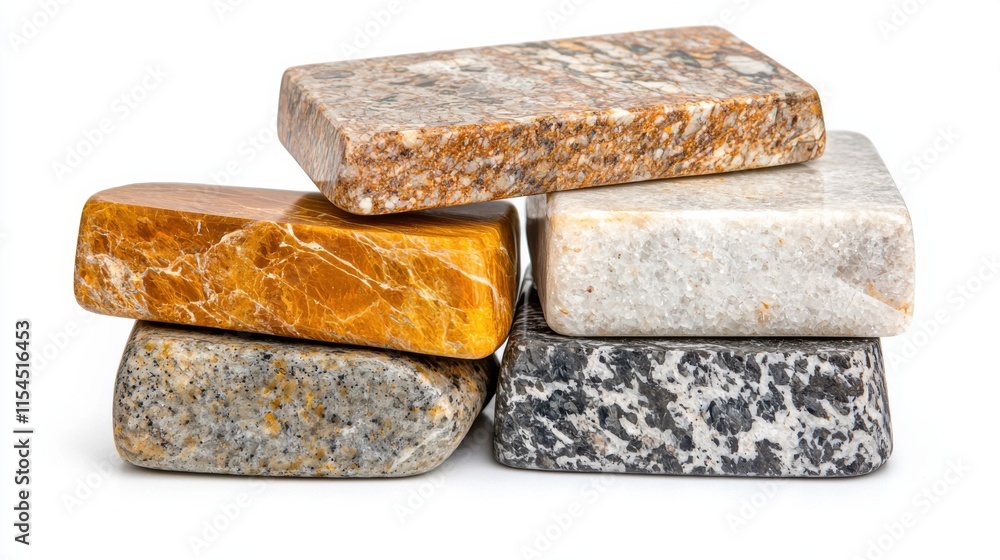 Aufkleber assortment of various natural stone tiles or slabs with diverse patterns and textures