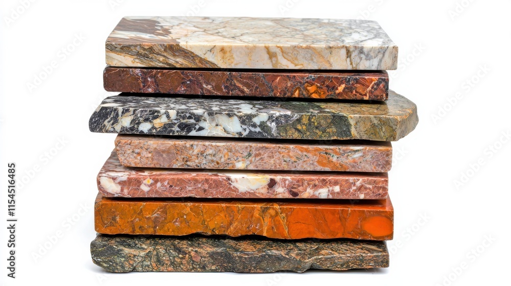 Poster stacked geology and mineral specimens create an abstract and textured natural backdrop