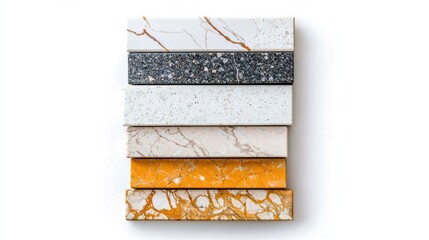 Assortment of Luxury Natural Stone and Tile Material Samples for Interior Design