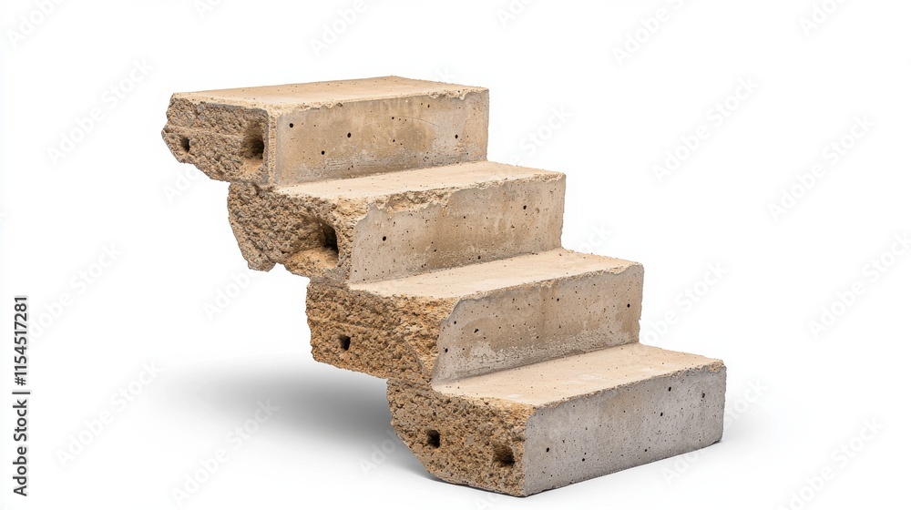 Poster concrete blocks stacked as stairs symbolizing progress and solution