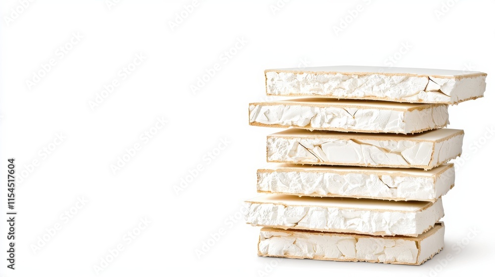 Poster stacked minimalistic beige and white stone blocks arrange in geometric pattern for architectural or 