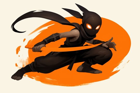 Ninja Actie Poses Ninja Dynamic Ninja Character In Action Pose