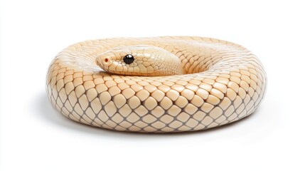 Fototapeta premium Coiled Venomous Snake on White Background
