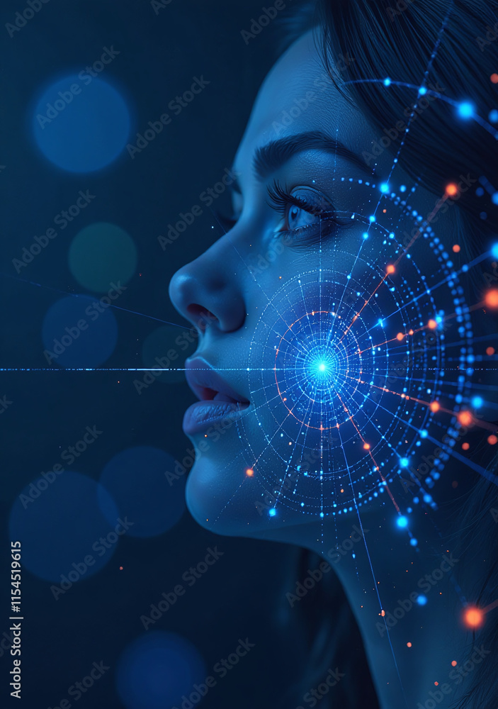 Poster abstract business uses blue tech generative ai finance networks unique technology solution