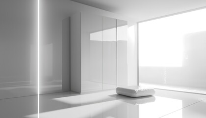 A sleek, white wardrobe designed to blend seamlessly into any modern interior.