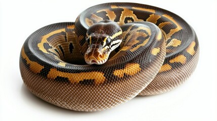 Naklejka premium Coiled Exotic Python Reptile Slithering in Natural Habitat