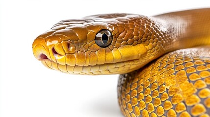 Obraz premium Close up shot of a venomous snake coiled and ready to strike in its natural habitat